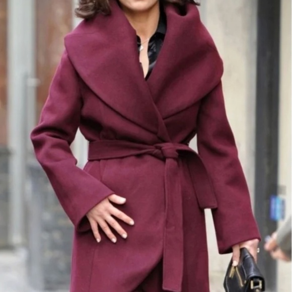 T Tahari Marla Burgundy Wrap Coat - Small (EUC) - Picture 1 of 16